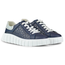 Scarpe sportive da donna blu navy realizzate in vera pelle 1
