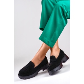 Mocassini classici da donna in camoscio nero 2