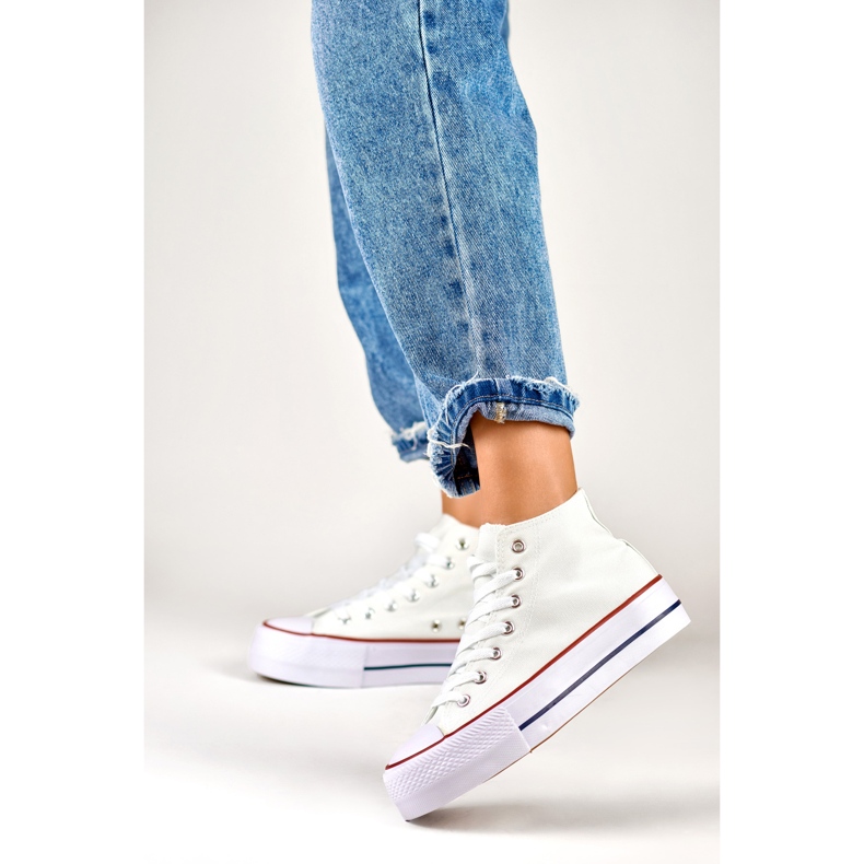 Sneakers bianche da donna sopra la caviglia bianco 2
