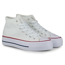 Sneakers bianche da donna sopra la caviglia bianca 1
