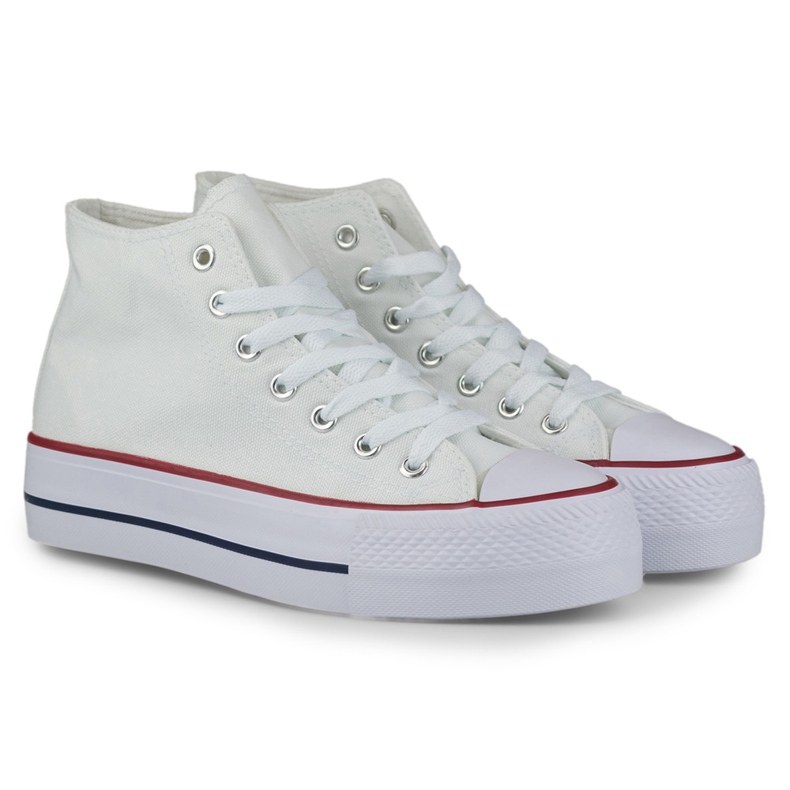 Sneakers bianche da donna sopra la caviglia bianco 1