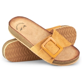 Sandali caramello da donna con fibbia marrone 1