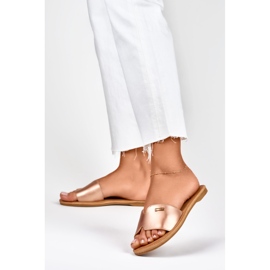 Pantofole piatte classiche da donna Denly d'oro 2