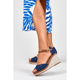 Sandali con zeppa blu navy da donna di Tomm 2