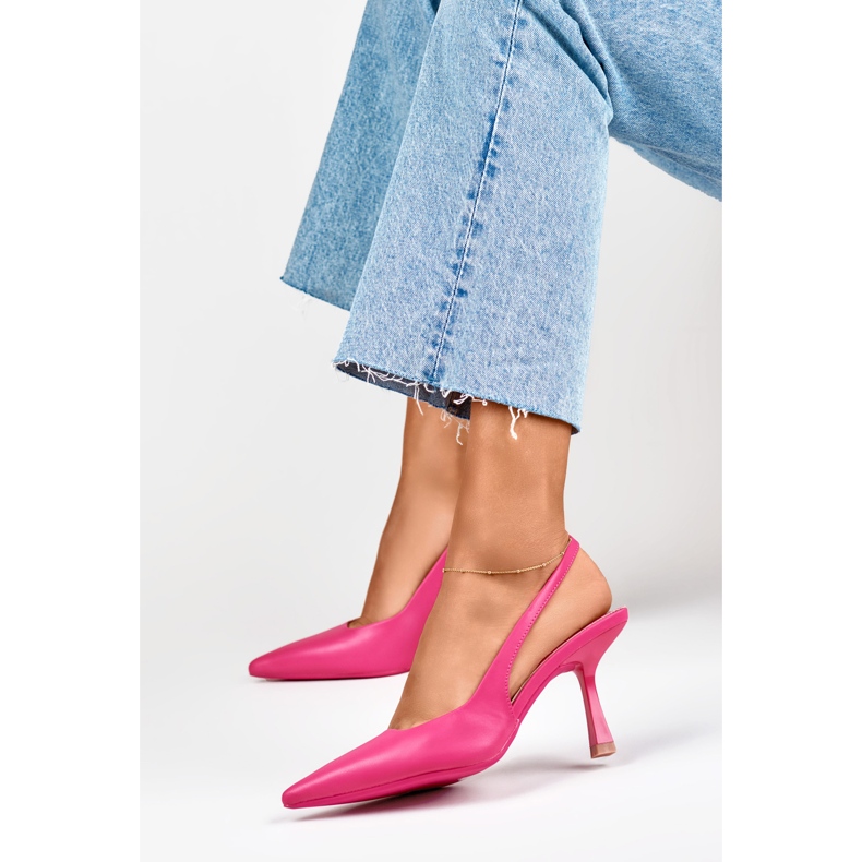Décolleté rosa con tacco aperto 1