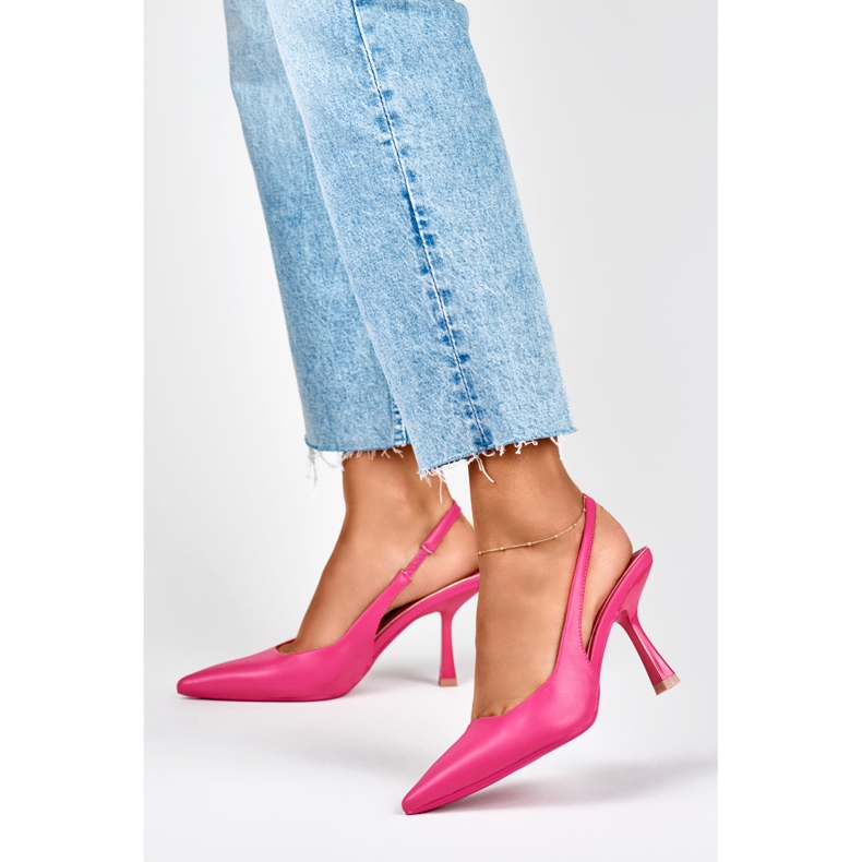 Décolleté rosa con tacco aperto 2