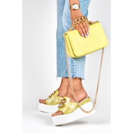 Sandali con zeppa lime da donna Lemon verde 2