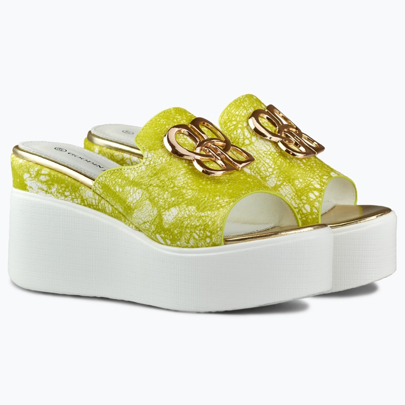 Sandali con zeppa lime da donna Lemon verde 1