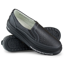 Scarpe traforate da donna in pelle naturale nero 1