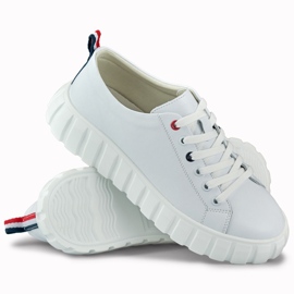 Scarpe sportive bianche in pelle da donna bianca 1