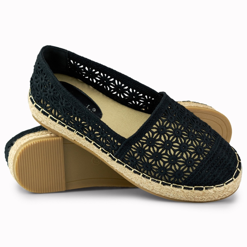 Espadrillas da donna in pizzo nero 1