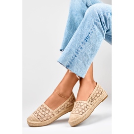 Espadrillas da donna in pizzo beige 2
