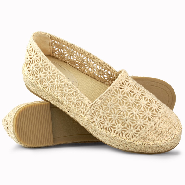 Espadrillas da donna in pizzo beige 1