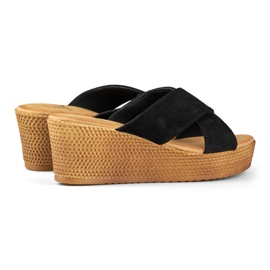 Pantofole nere da donna con zeppa nero 1