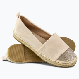 Espadrillas beige da donna con punta in paillettes 1