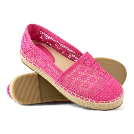 Espadrillas da donna in pizzo rosa 1