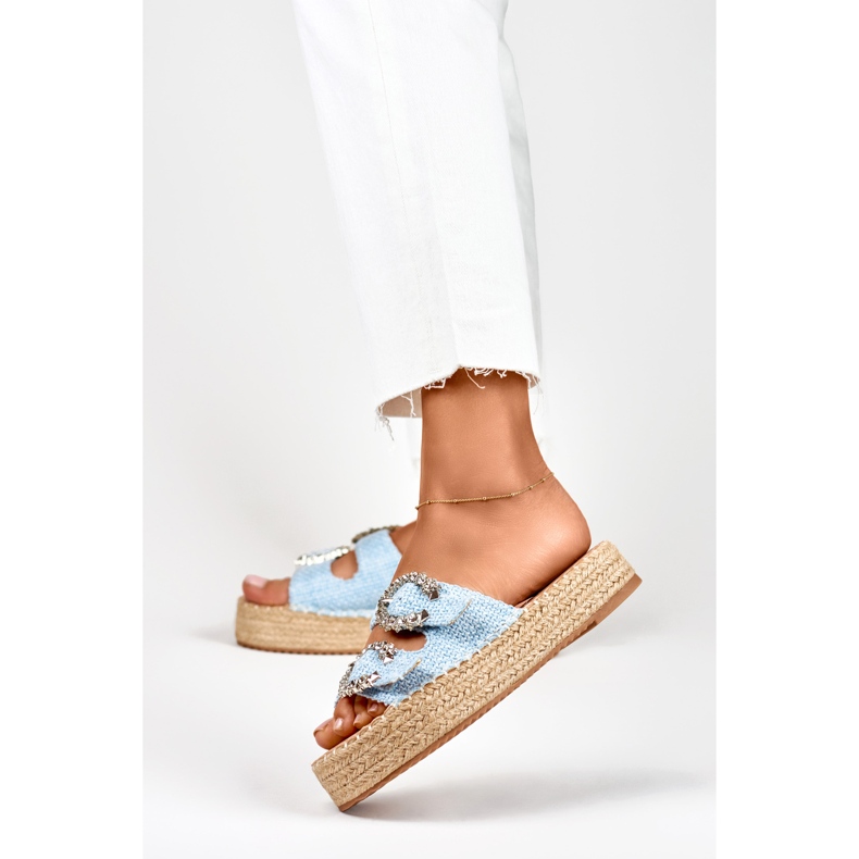 Espadrillas da donna con fibbie decorative blu 2