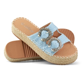 Espadrillas da donna con fibbie decorative blu 1