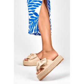Espadrillas beige con fiocco 2
