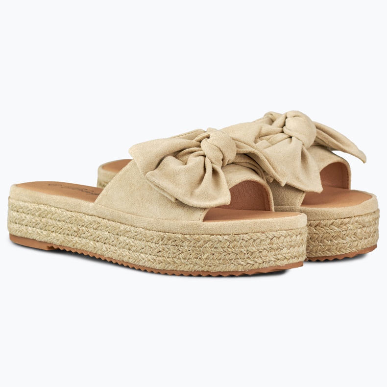 Espadrillas beige con fiocco 1