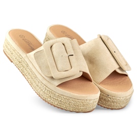 Espadrillas da donna in camoscio beige 1
