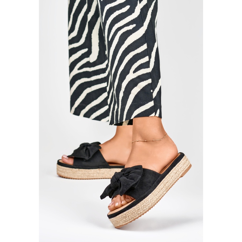Espadrillas nere con fiocco nero 2