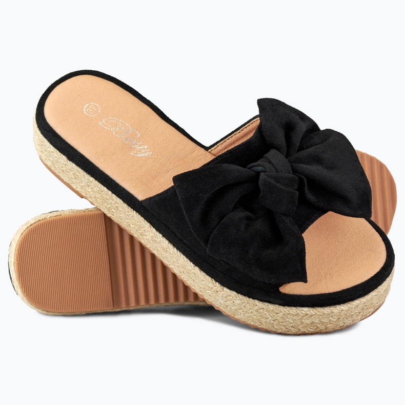 Espadrillas nere con fiocco nero 1