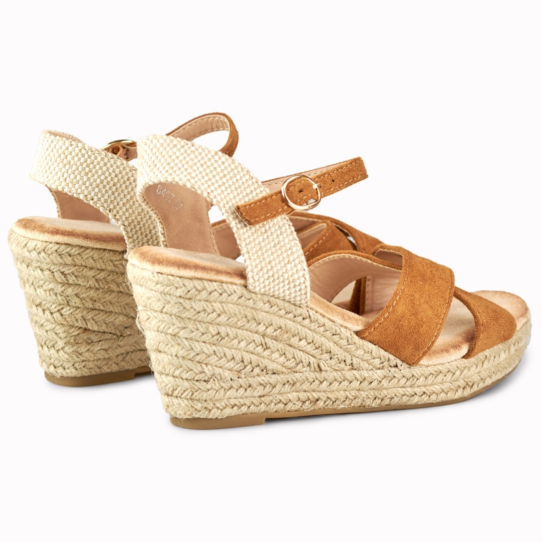 Espadrillas da donna con zeppa in camoscio marrone 1