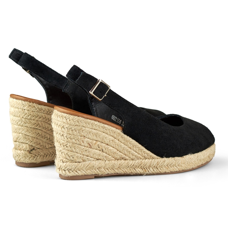 Espadrillas da donna con zeppa in camoscio nero 1