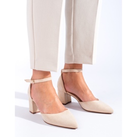 Décolleté Shelovet da donna in camoscio beige 1