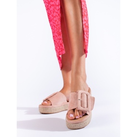 Ciabatte espadrillas Shelovet in camoscio rosa 1
