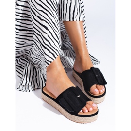Espadrillas in camoscio nero scivolano sulla piattaforma Shelovet 2