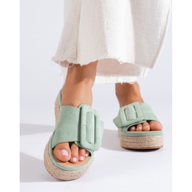 Espadrillas in camoscio color menta scivolano sulla piattaforma Shelovet verde 2