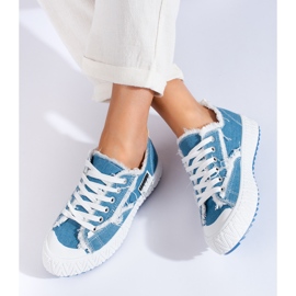 Sneakers da donna sulla piattaforma Denim Shelovet blu 1