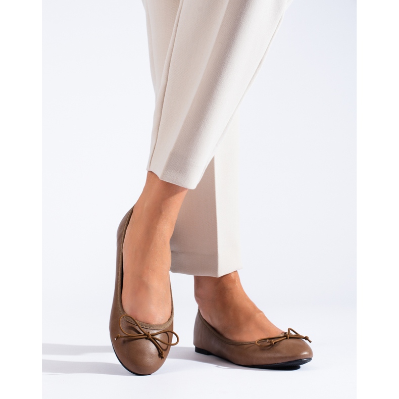 Ballerine marroni da donna con fiocco Shelovet marrone 1