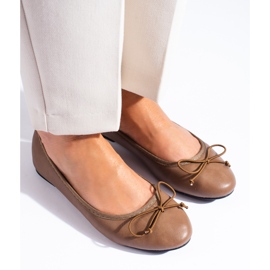 Ballerine marroni da donna con fiocco Shelovet marrone 2