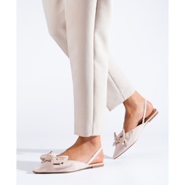 Ballerine in camoscio beige con fiocco di Shelovet 1