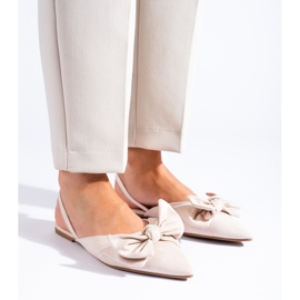 Ballerine in camoscio beige con fiocco di Shelovet 2