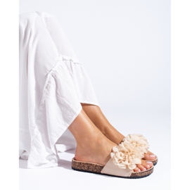 Sandalo Shelovet in sughero beige con fiori 1