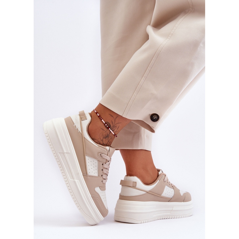 FJ1 Scarpe Sportive Da Donna Su Una Piattaforma Massiva Beige Belisso 2