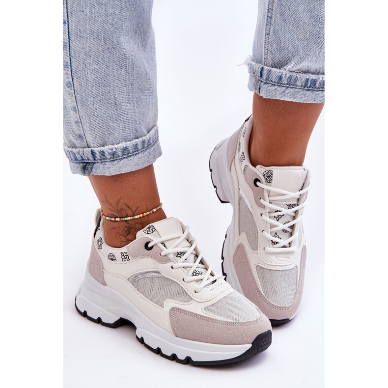 PM1 Scarpe sportive stringate sulla piattaforma di fuga bianca bianco 1