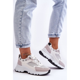 PM1 Scarpe sportive stringate sulla piattaforma di fuga bianca 2