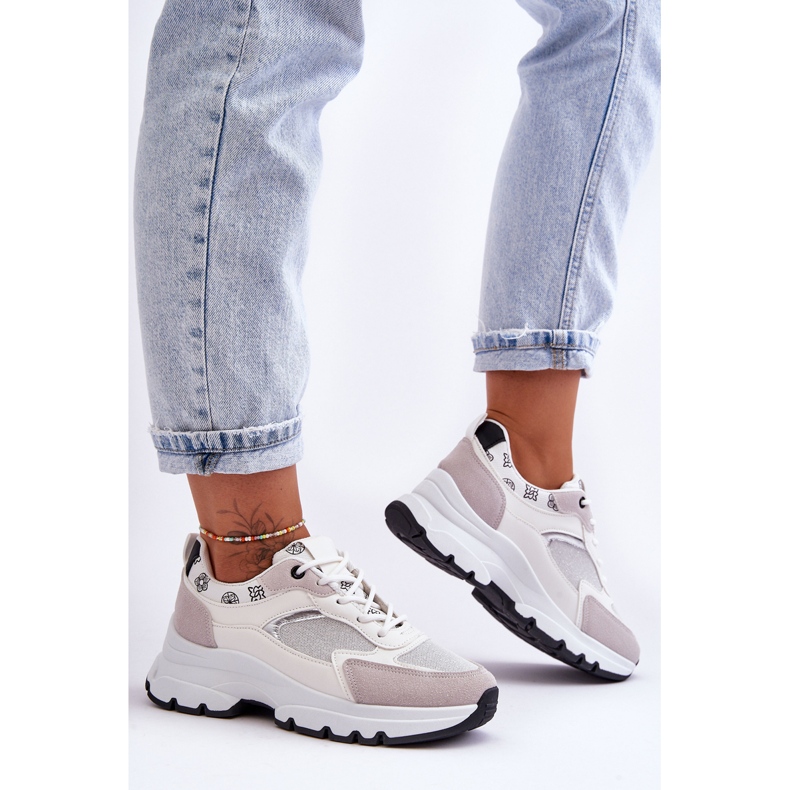 PM1 Scarpe sportive stringate sulla piattaforma di fuga bianca bianco 2