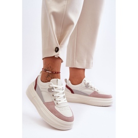 FJ1 Scarpe sportive da donna su una massiccia piattaforma Gemma bianca e rosa bianco 1