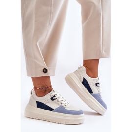 FJ1 Scarpe sportive da donna su una massiccia piattaforma Gemma bianca e blu 1