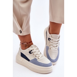 FJ1 Scarpe sportive da donna su una massiccia piattaforma Gemma bianca e blu bianco 2