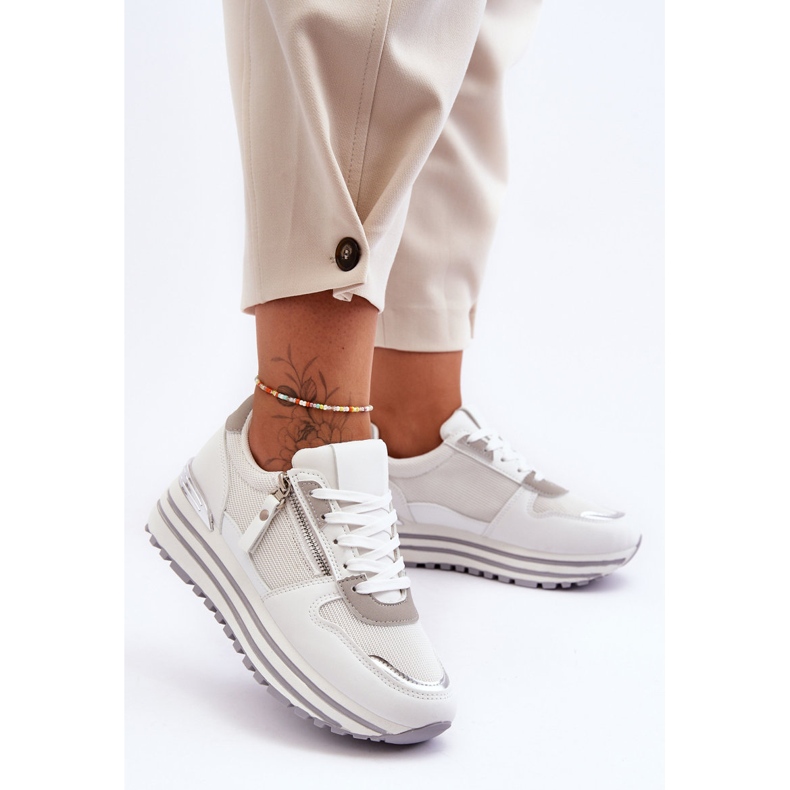 FJ1 Scarpe Sportive Donna Con Cerniera Decorativa Bianco Cairo 1