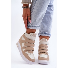PE1 Sneakers Alte Con Zeppa Nascosta Da Donna Beige Inari 1
