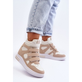 PE1 Sneakers Alte Con Zeppa Nascosta Da Donna Beige Inari 2