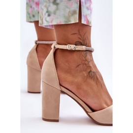 Décolleté In Camoscio Con Zirconi Beige Diamante 2